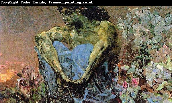 Mikhail Vrubel Demon seated in the garden 1890